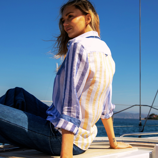 Mykonos Blue Stripes Linen Shirt