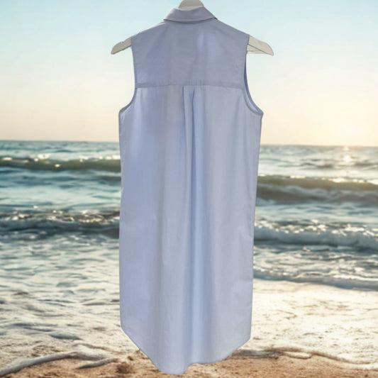 Robe chemise sans manches Cap Ferret Blue Stripes en coton