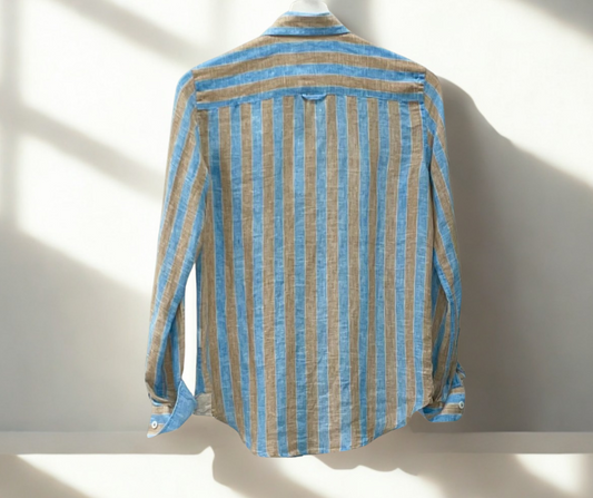 Chemisier Riviera Cacao Stripes en lin