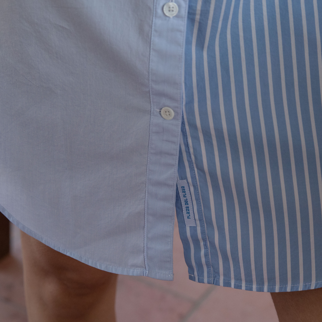 Robe chemise manches longues Cap Ferret Blue Stripes en coton