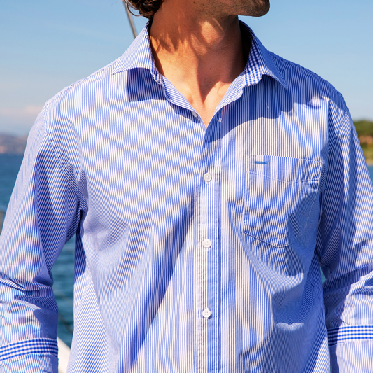 Houlgate Blue shirt in end-on-end cotton
