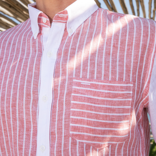 Chemise Santorin Red Stripes en lin