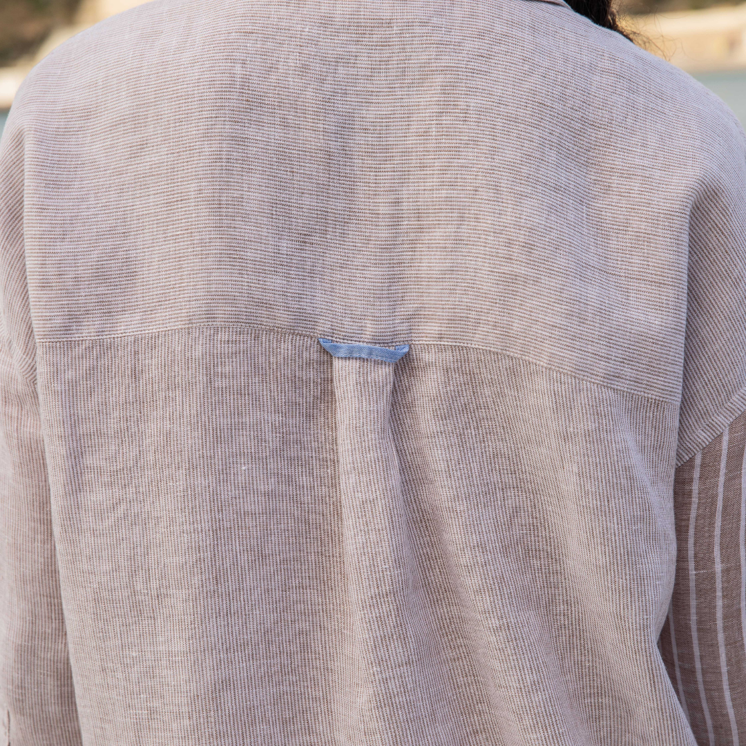 Chemisier oversize Cap Ferret Sand Stripes en lin