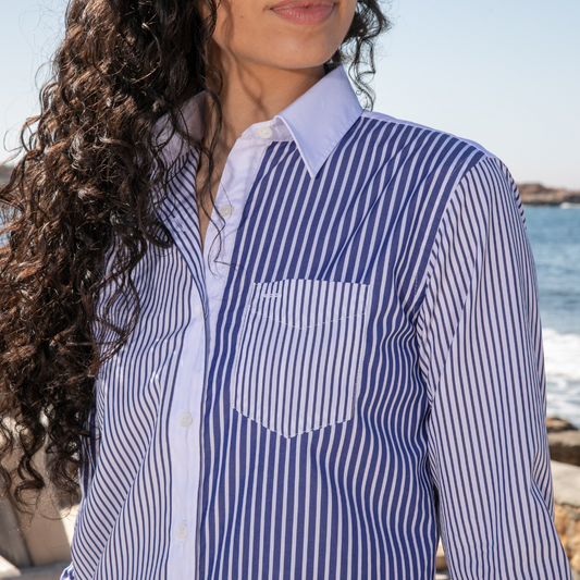 Chemisier La Baule Navy Stripes en coton