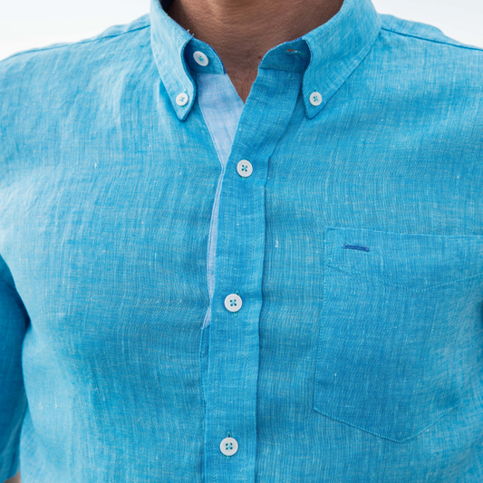 Chemise manches courtes Riviera Azur en lin