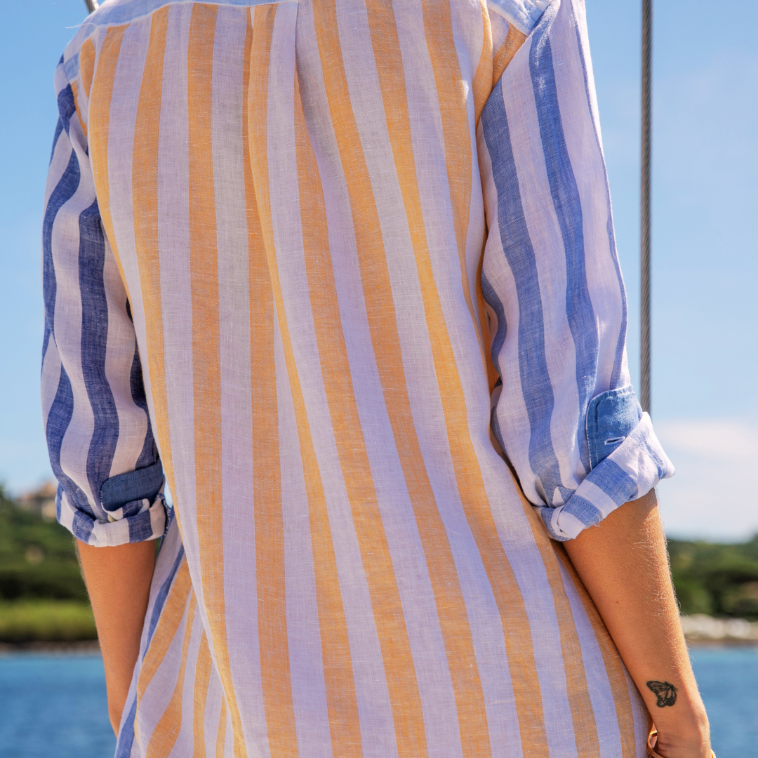 Mykonos Blue Stripes Linen Shirt