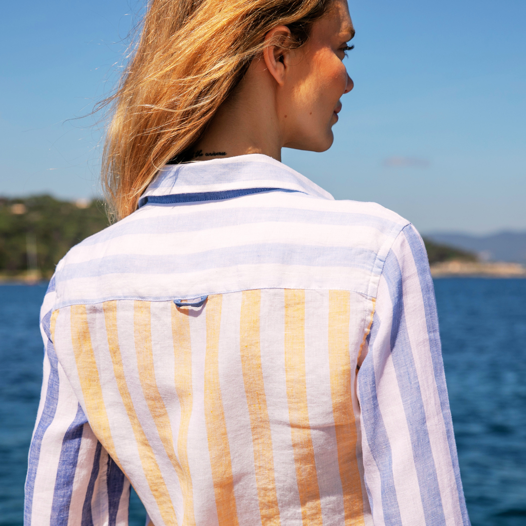 Mykonos Blue Stripes Linen Shirt