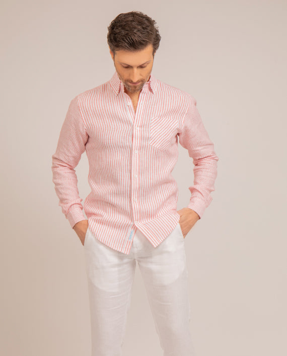 Chemise Antibes Red Stripes en lin