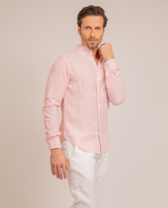 Chemise Antibes Red Stripes en lin