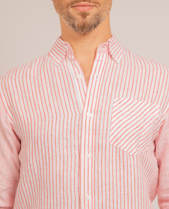 Chemise Antibes Red Stripes en lin