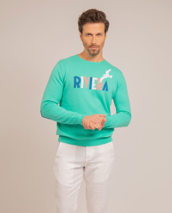 Pull French Riviera Aqua en coton et cachemire