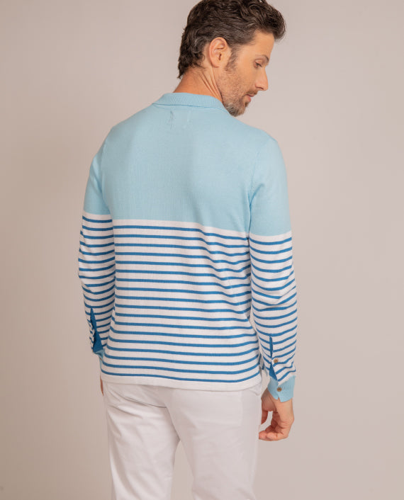 Pull Marbella Light Blue en coton et cachemire