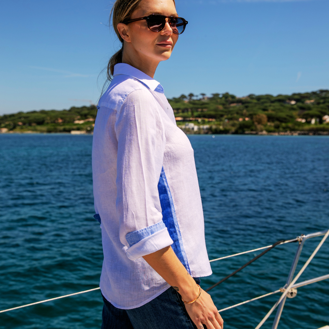 St Martin Blue shirt in end-on-end cotton