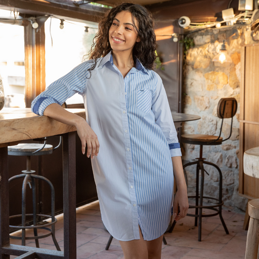 Cap Ferret Sand Stripes linen shirt dress