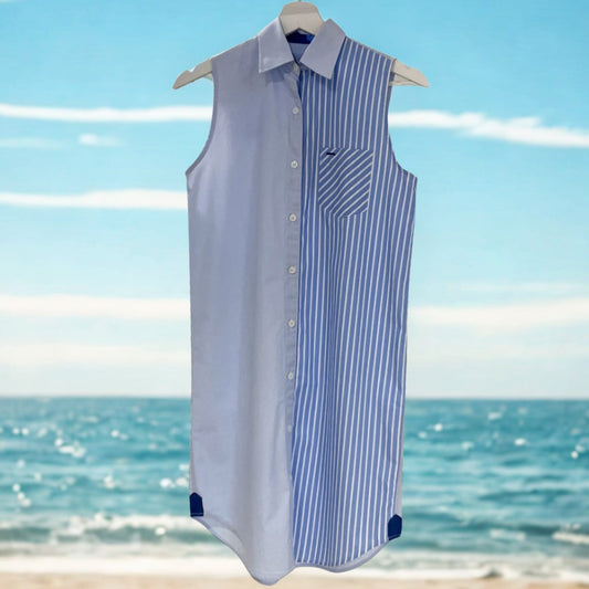 Cap Ferret Sand Stripes linen shirt dress