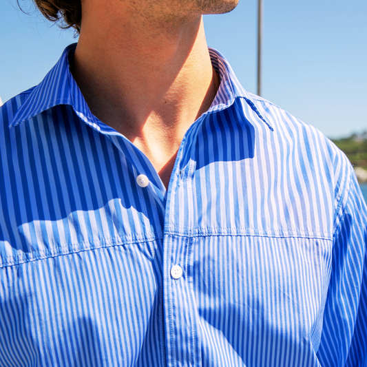 Mykonos Blue Stripes Linen Shirt