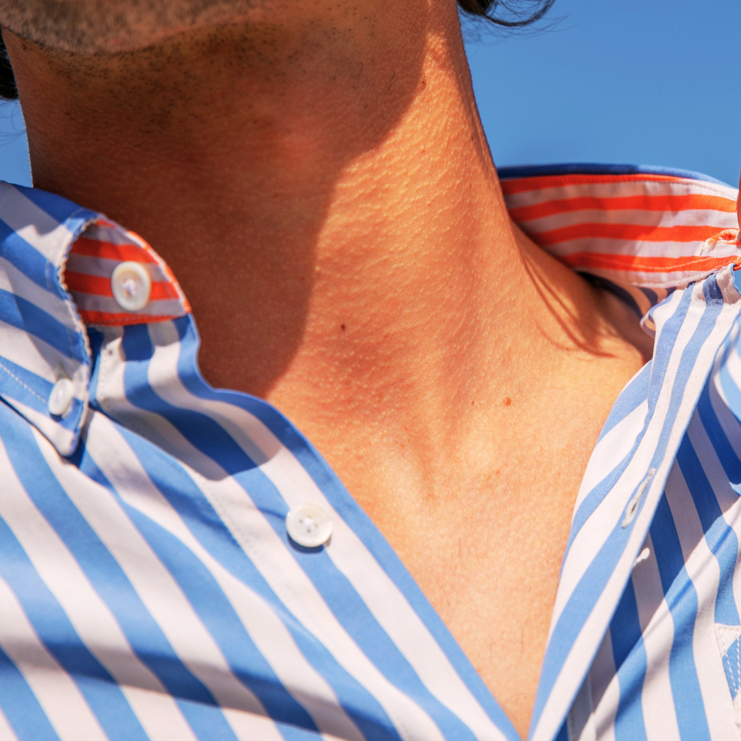 Chemise Antibes Blue Stripes en coton double retors