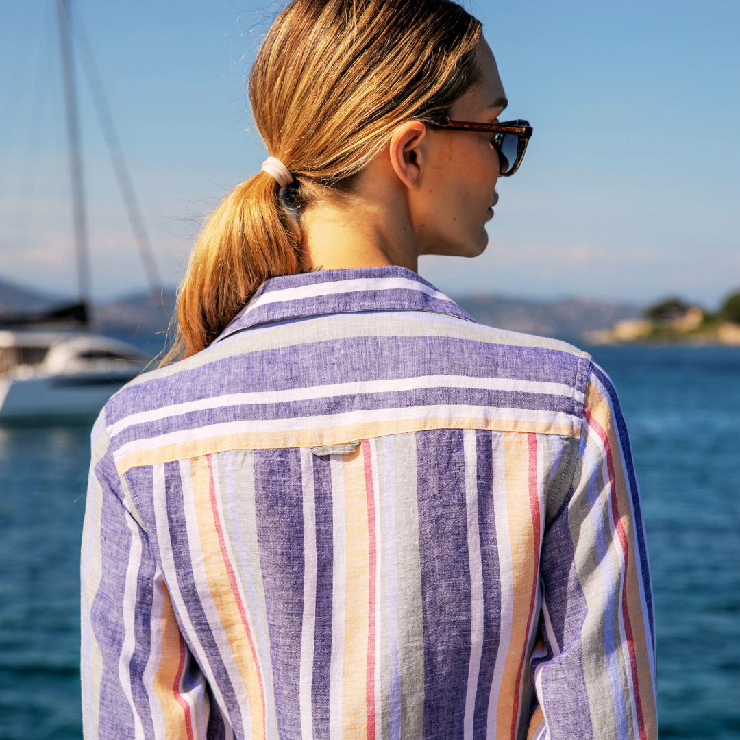 Chemisier décontracté Riviera Multicolor en lin