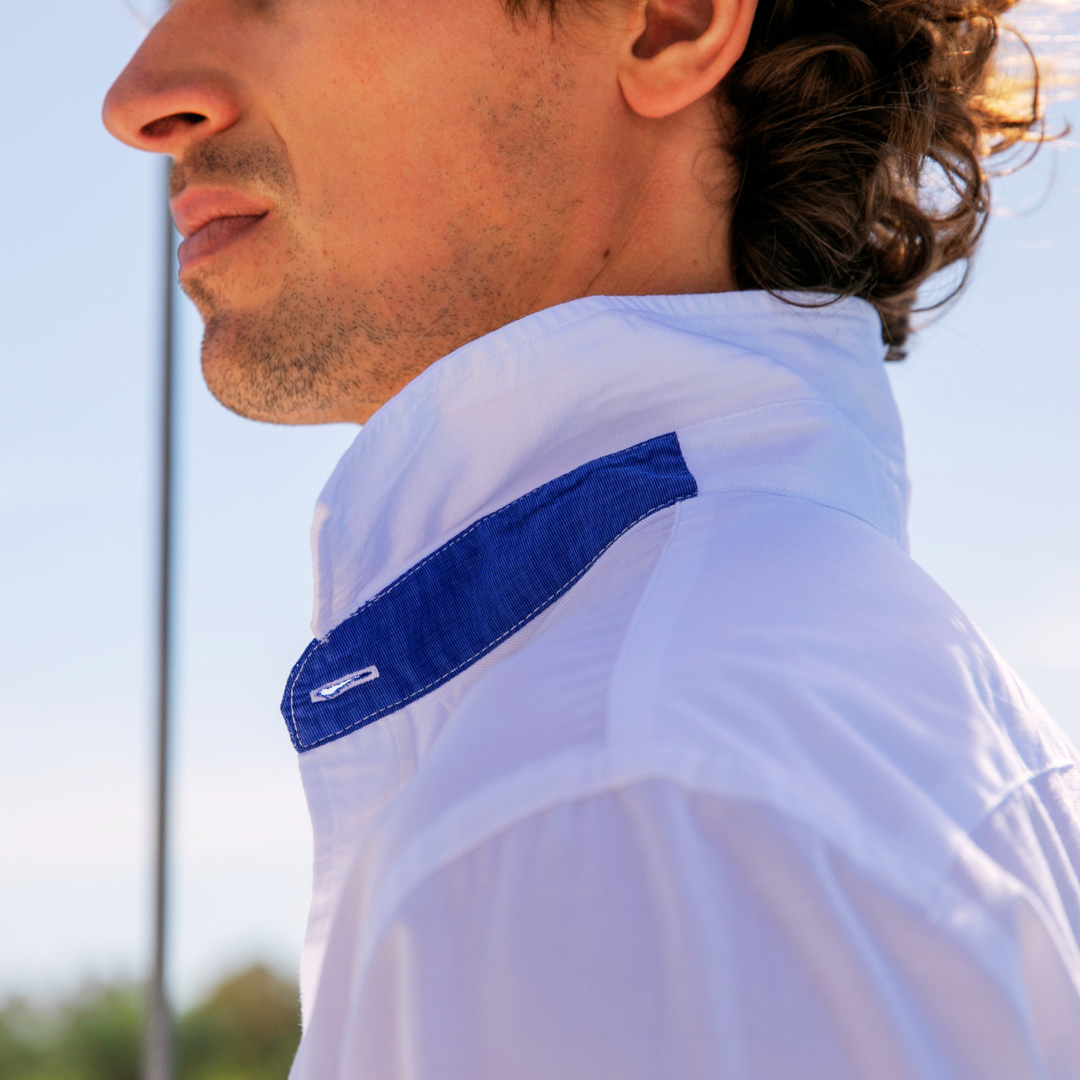 St Martin Blue shirt in end-on-end cotton