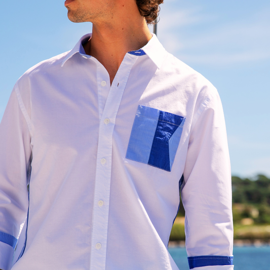 St Martin Blue shirt in end-on-end cotton