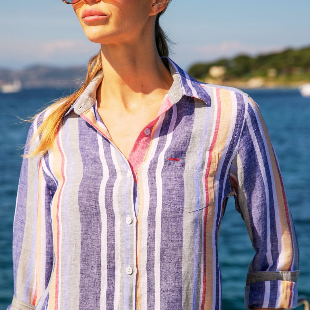 Chemisier décontracté Riviera Multicolor en lin