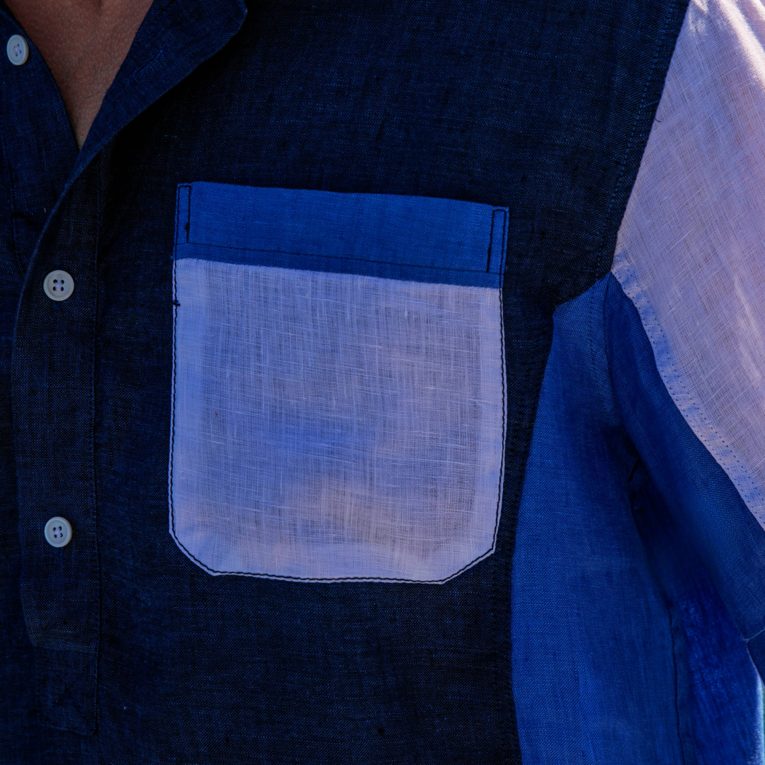 Chemise polo manches courtes Marigot Navy en lin