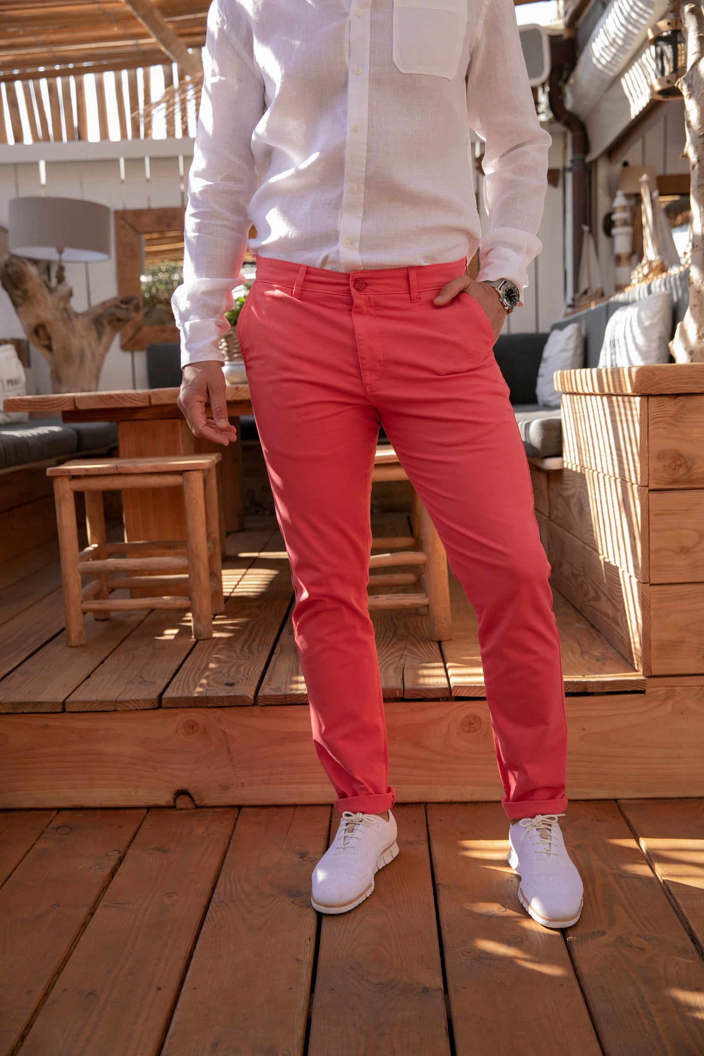 Pantalon St. Tropez Red en coton