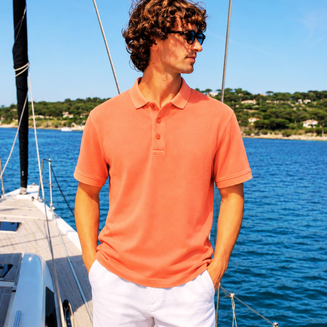 Polo Cook Living Coral en coton Pima