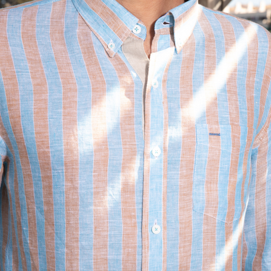 Chemise Riviera Cacao Stripes en lin