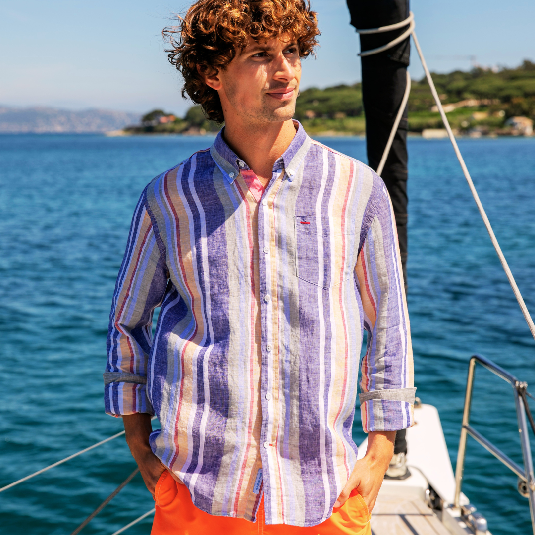 Riviera Cacao Stripes linen shirt