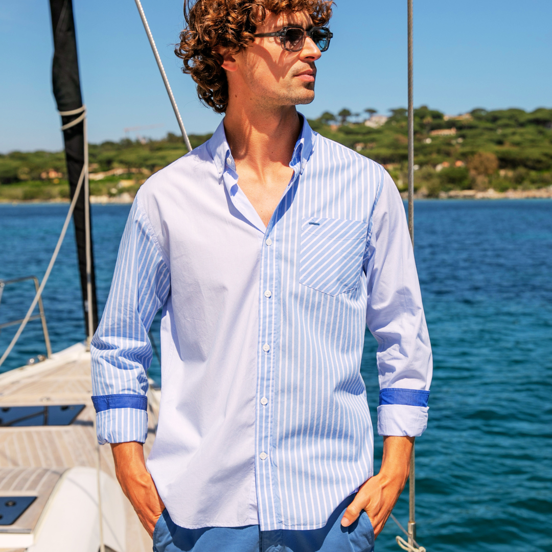 Chemise Cap Ferret Blue Stripes en coton