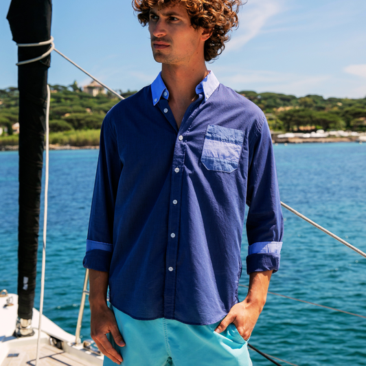 Wally Dark Blue cotton shirt