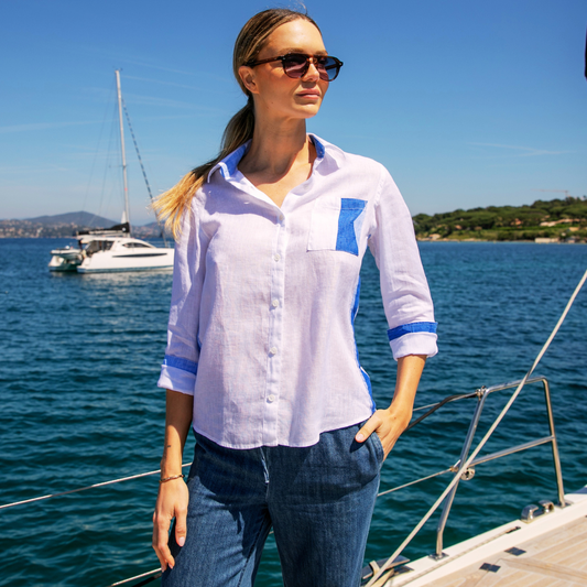 St Martin Blue shirt in end-on-end cotton