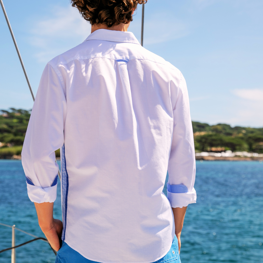 St Martin Blue shirt in end-on-end cotton