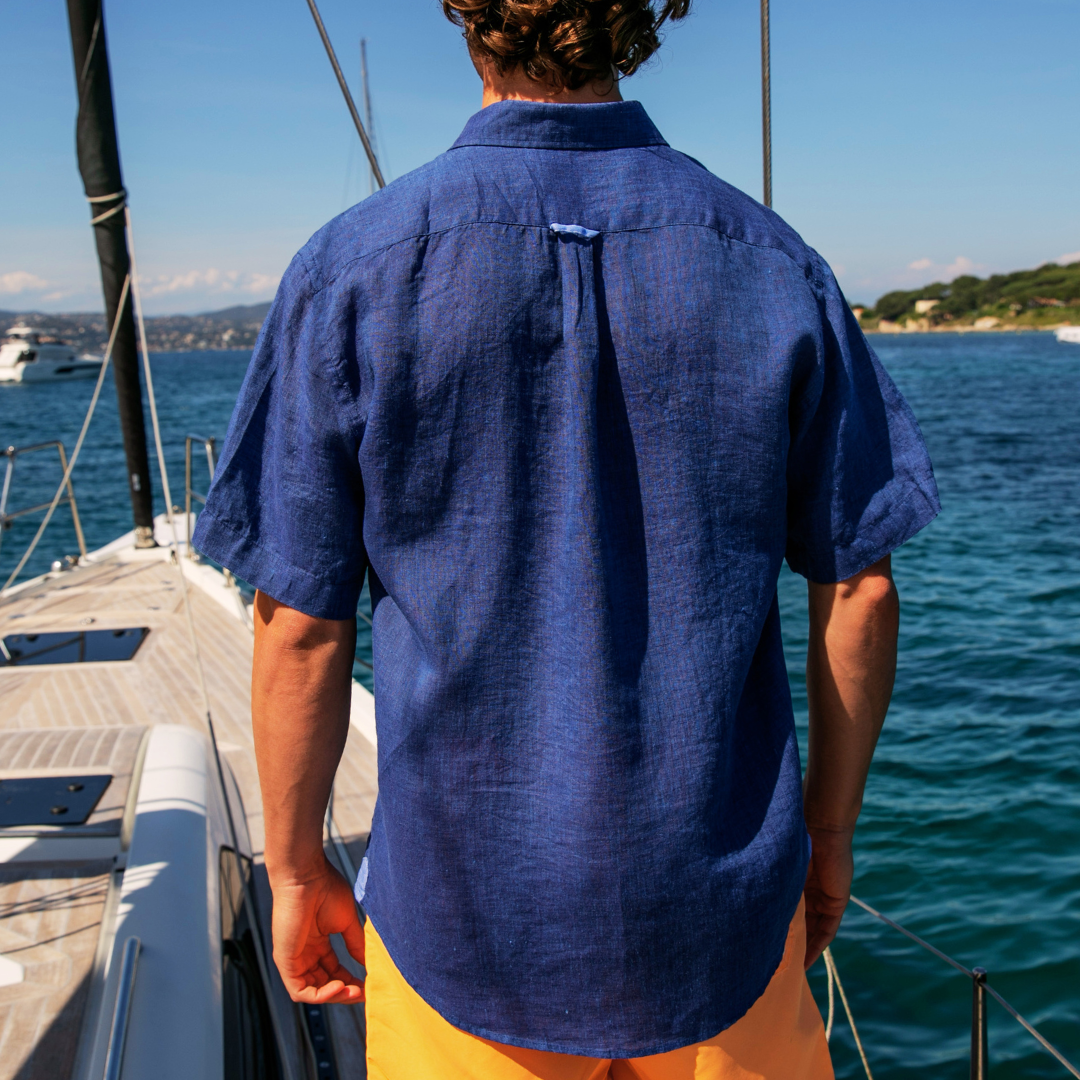 Riviera Khaki short-sleeved linen shirt