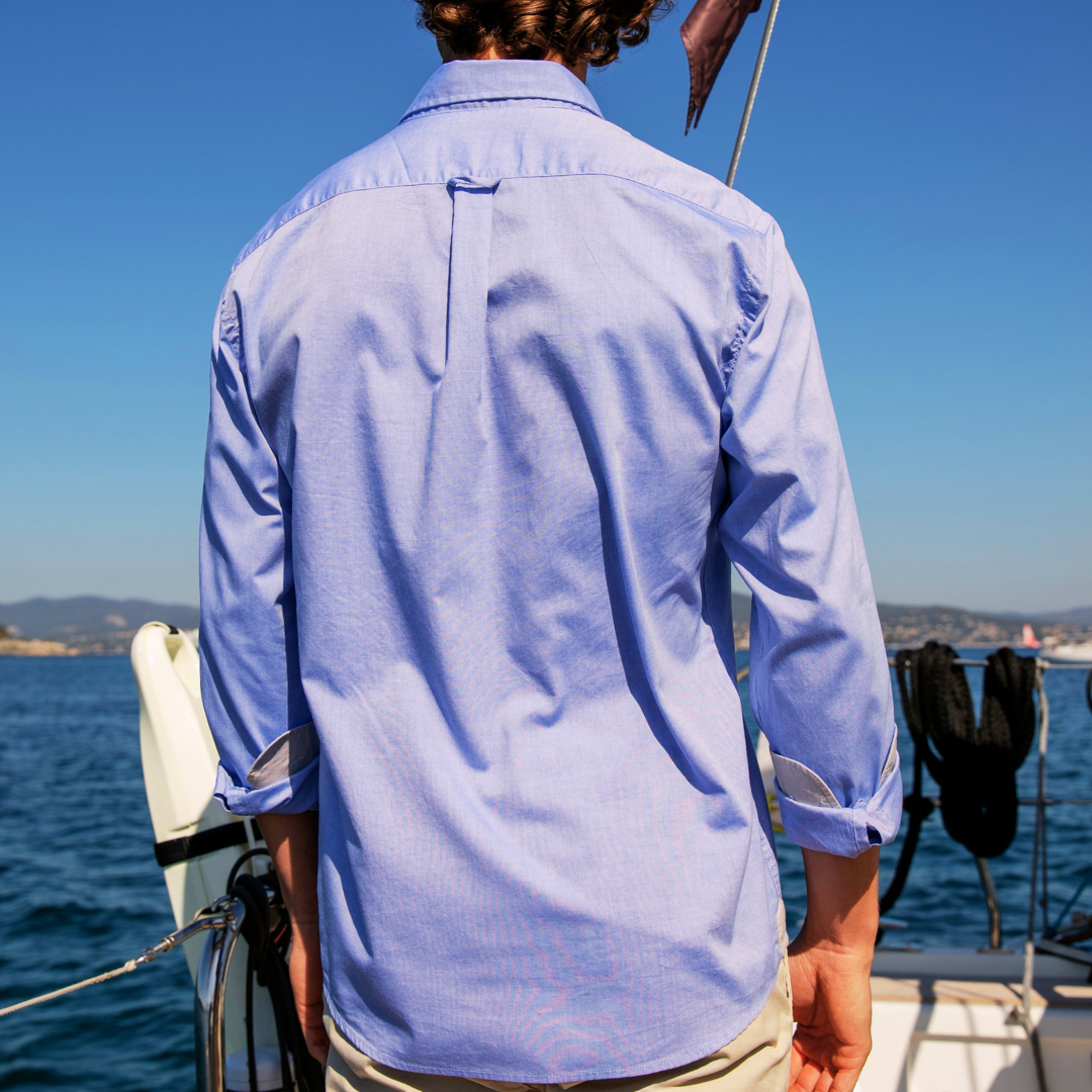 Houlgate Blue shirt in end-on-end cotton